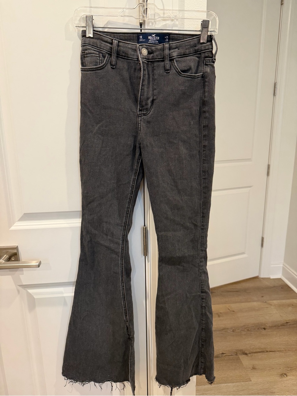 Hollister Dark Gray Flare Jeans with Raw Hem